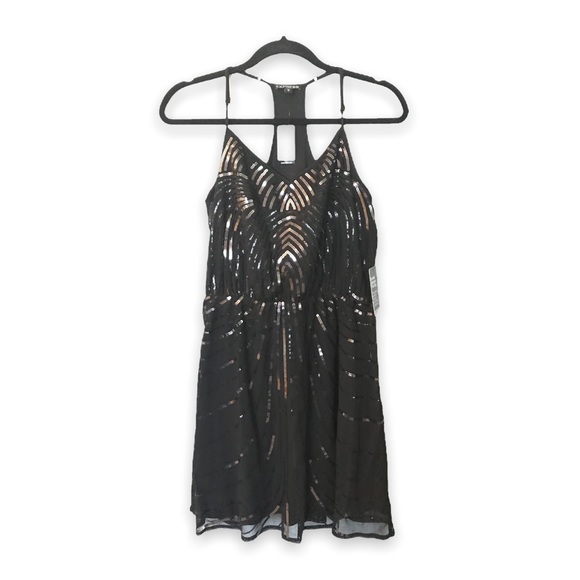NWT Express Black Deco Sequin Embellished Dress - Picture 2 of 4